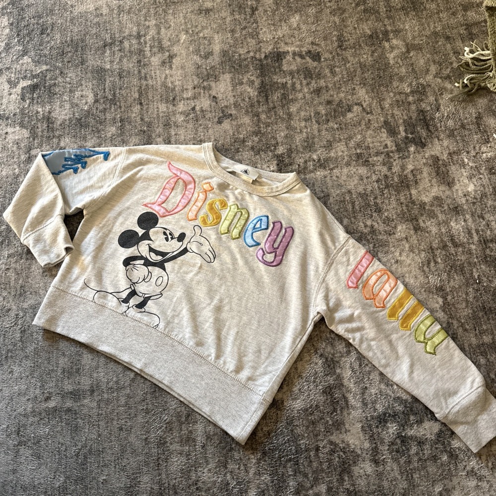 Disney gray Pastel Rainbow spirit jersey sweatshirt long sleeve Sz Small